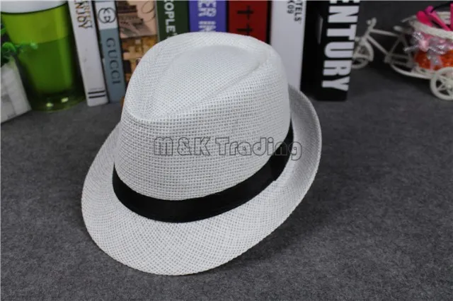 Vogue kobiety i mężczyźni słomiane kapelusze Panama rozmiar dziecięcy moda letnia Fedora kapelusz ze skąpym rondem rodzice czapki przeciwsłoneczne 8 kolorów