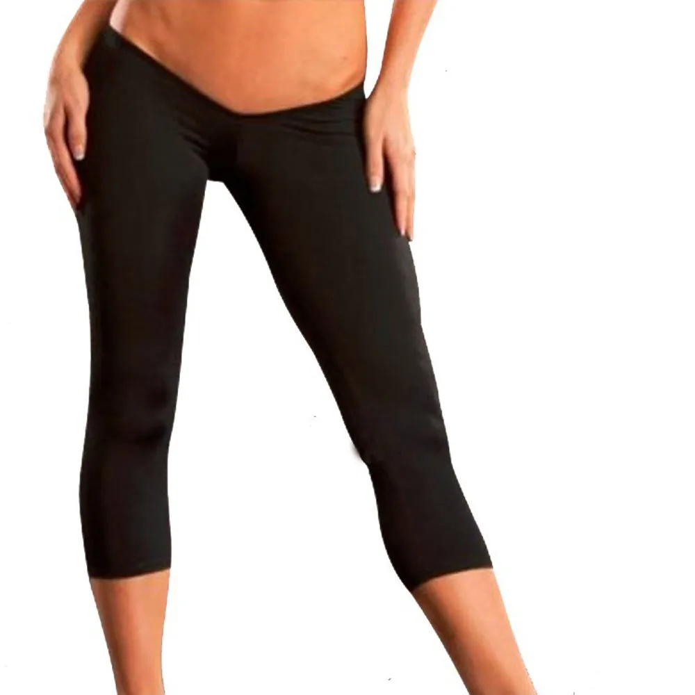 Sexy Cut B Capris Super Taille Basse Pantalon Court Capris Femmes Pantalon Minceur Solide Noir Blanc Pantalon