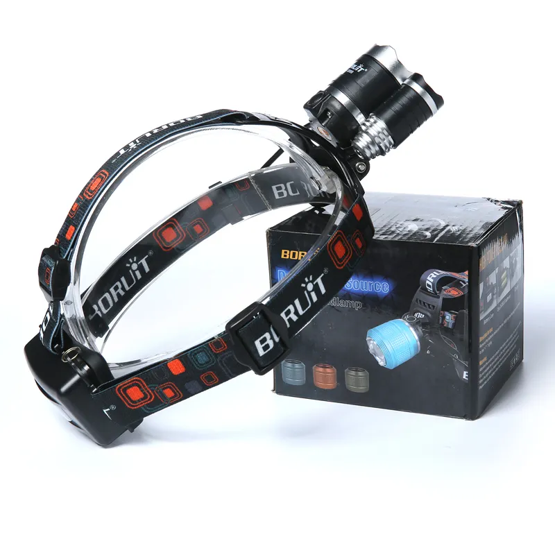 BORUIT 6000LM 3x T6 White+2R5 Blue LED 18650 Headlight Headlamp Head Headlamps Headlight Headlamp Head Lamp Light Torch USB Lamp7193627