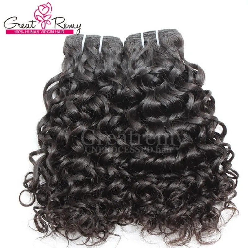 2 unids/lote Extensiones de Cabello Humano Brasileño Remy Virginal Del Pelo Teje la Onda de Agua Gran Extensión Rizada Tramas Del Pelo Teñible Natural Negro