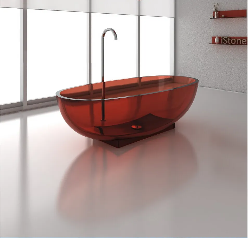 1700x800x480mm High-End Resin Acrylic CUPC Approval Bathtub Oval Freestanding Solid surface stone Colored Tub RS65102-C