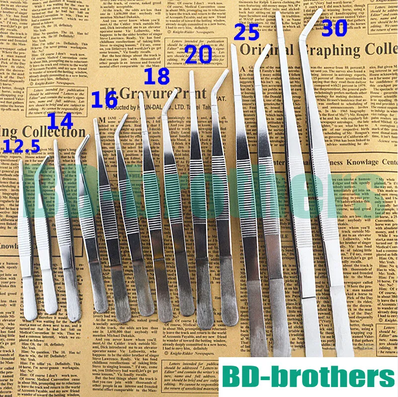 Cheapest Aquarium Stainless Steel Tweezers Medical Nipper 12.5cm 14cm 16cm 18cm 20cm 25cm 30cm Straight Head Curved Head Forceps 500pcs/lot