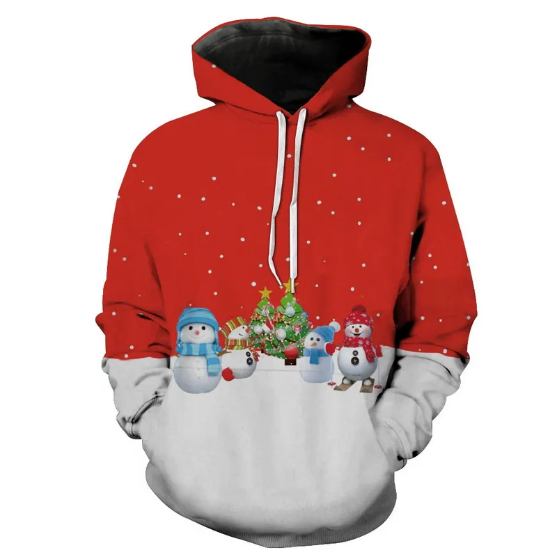 Winter Christmas Pullover Hoodies Women Men 3D Sweatshirts Pug Snow Tree Hat Deer Cat Dog Santa Claus Brand Clothing Hoodie Plus Size 6XL