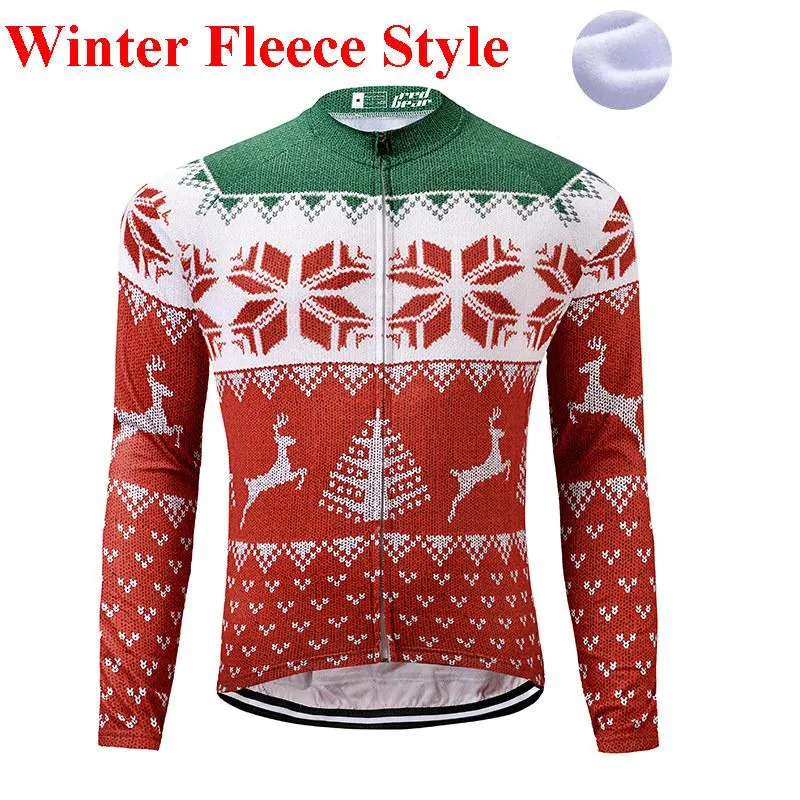 2024 Ugly Christmas Winter Cycling Jersey Thermal Fleece Bike Clothing MTB Jersey Long Ropa Ciclismo Invierno Hombre Maillot