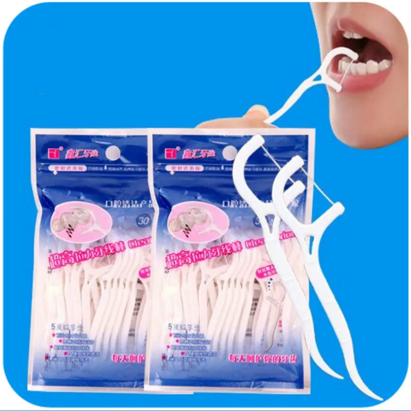 60 Pcs Bâtons de soie dentaire Cure-dents En plastique Soins dentaires Soie  dentaire Nettoyant pour dents Bâtons de soie dentaire Bâtons de soie  dentaire