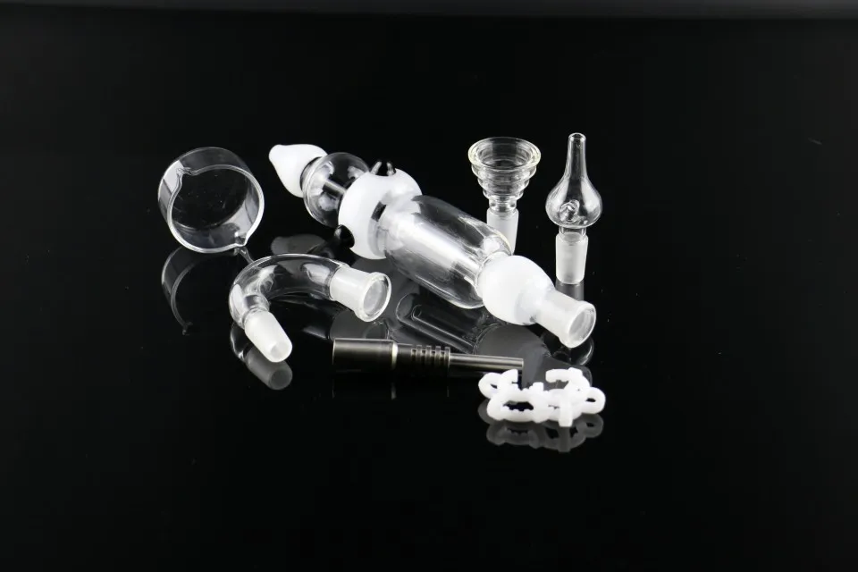 Kit collecteur de nectar barboteur plate-forme pétrolière narguilé en verre avec clou en titane de 14mm collecteur à deux fonctions dab bang d'eau