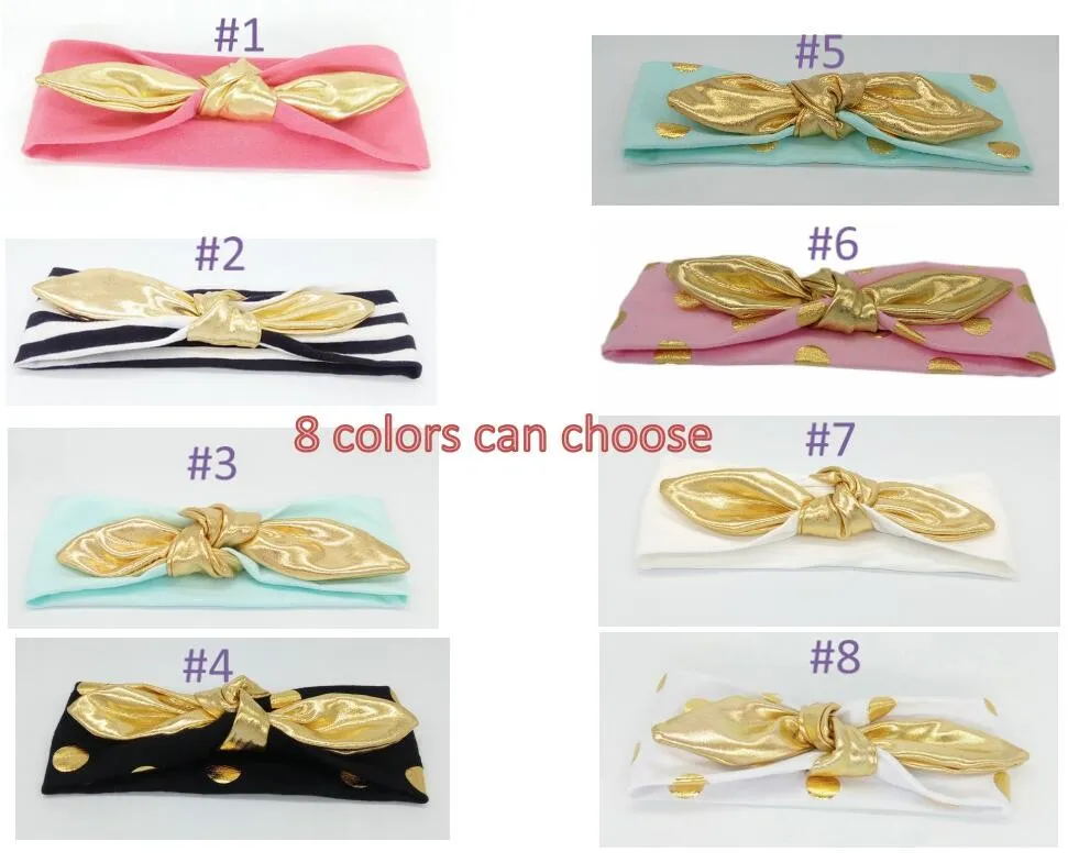 2021 New Cotton Baby Headband Girls Gold Knotted Jersey Knit Headwraps Golden Rabbit Hairband for Newborn Infant Hair Accessories