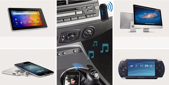 実際のステレオ新しい3.5mmストリーミングBluetoothオーディオミュージックレシーバーカーキットステレオBT 3.0携帯用アダプタオートAUX A2DPハンズフリーの電話MP3