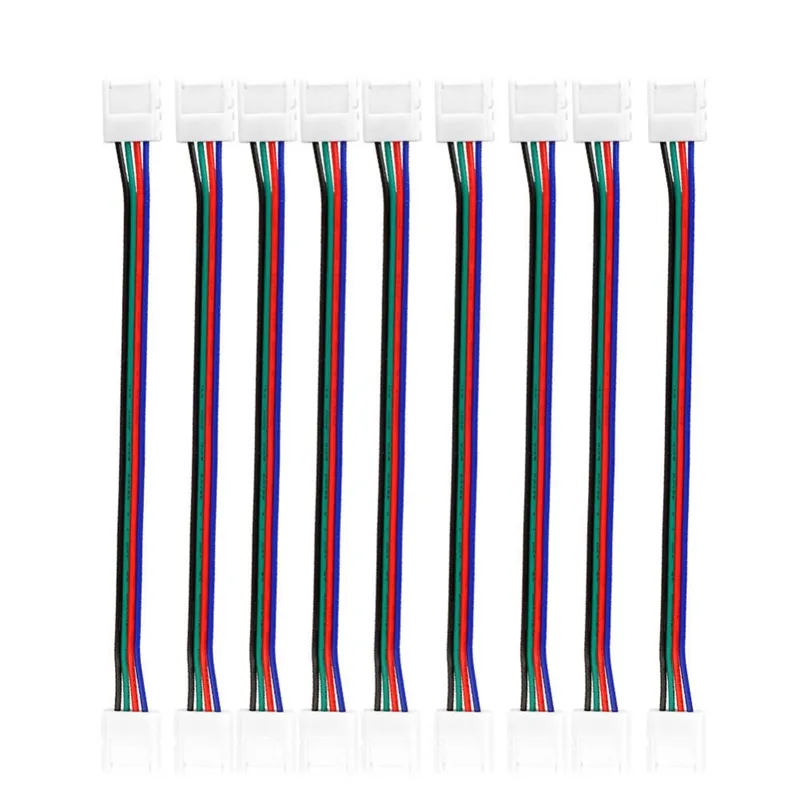 RGB LED Strip Light Connectors 10mm 4Pin Brak kabla lutowniczego drutu płytki PCB do 4 pin adapter dla SMD 3528 5050