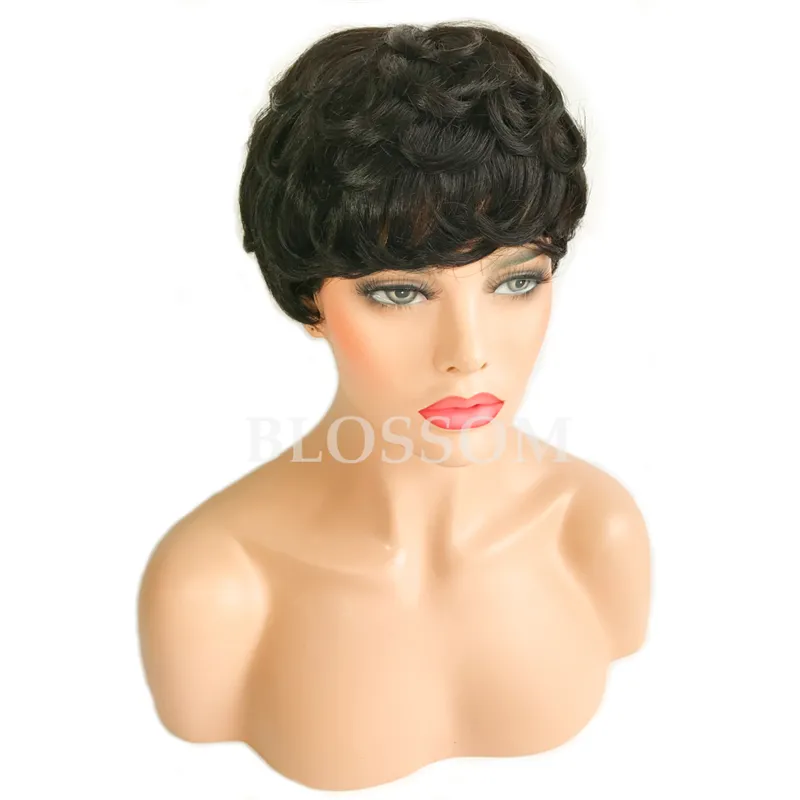Short Curly Wigs For Black Women Non Lace Bob Wigs Natural Color