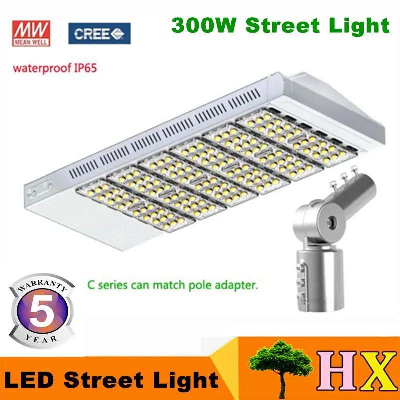 300W LED ضوء الشارع مصباح الشارع أدى ضوء الطريق حديقة الإضاءة رقاقة Meanwell سائق (UL SAA) مطابقة القطب محول 5 سنوات الضمان