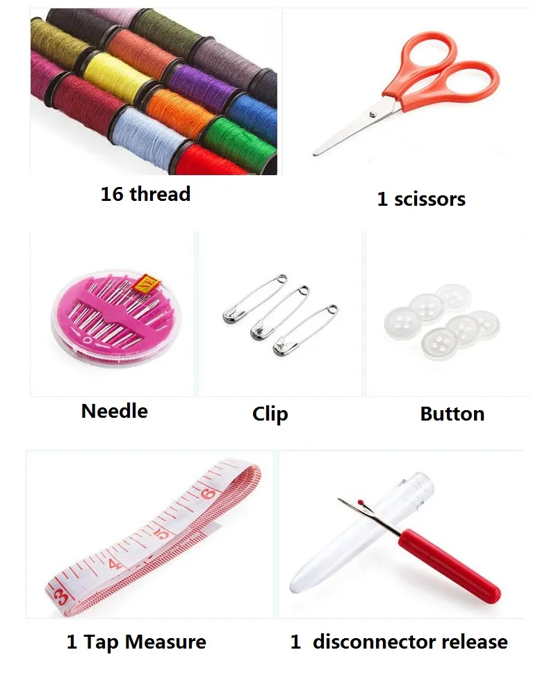 DIY 12 Needle Tape Scissor Disconnector Release Multifunction Threads Sewing Kits Portable Useful Travel Home Sewing Tools ZA0922