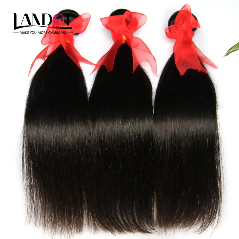 ブラジルのバージンヘアストレート3バンドル安いペルーのインドのカンボジアのモンゴルのマレーシアのレミー人間の髪の髪を織る自然な黒の伸び