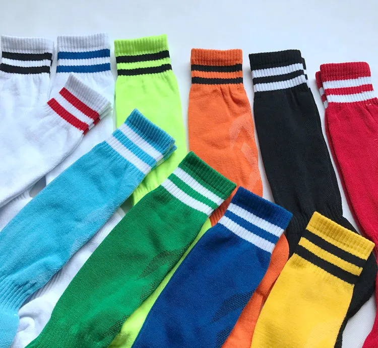 Fashion New Children's Sports Stockings Soccer chaussettes Kids Stocking Cotton Souppe Stripe Boys Football Long Toches