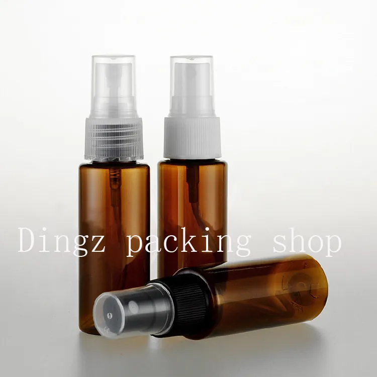 Flacone in PET da viaggio con pompa a spruzzo di colore marrone da 40 ml per packaging cosmetico, flaconi vuoti in plastica da 1,4 once per medicina liquida 50 pz / lotto