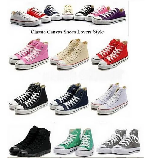 2017 NEW size35-45 New Unisex Low-Top & High-Top Adult Women's Men's Canvas Shoes 14 colors Laced Up Casual Shoes Sneaker shoes retail