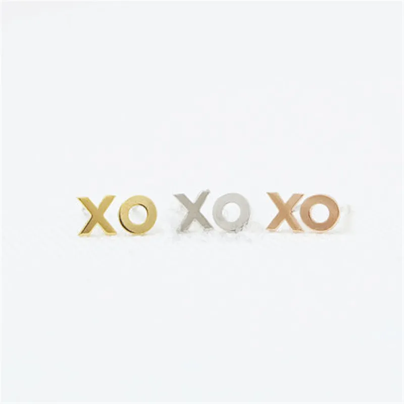 Fashion "XO" stud earrings,18K Gold Plated/Silver plated XO stud earrings for women wholesale free shipping