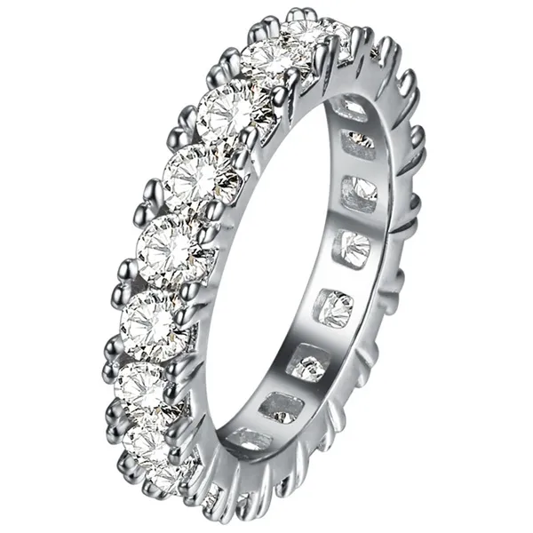 Vecalon 클래식 패션 쥬얼리 브랜드 925 스털링 실버 반지 전체 라운드 2 캐럿 CZ 다이아몬드 약혼 결혼 반지 여성용