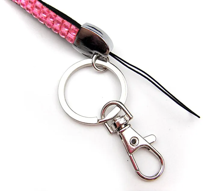 Strass Bling Lanyard Crystal Diamond Collier tour de cou avec porte-badge d'identification doublé horizontal et porte-clés pour carte d'identité/clé/téléphone portable