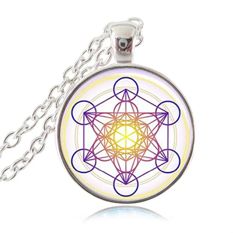 Metatron Cube Pendentif Collier Géométrie Sacrée Fleur de Vie Bijoux Chakra Spirituel Occulte Collier Femmes Hommes Magique Hexagramme Tour de Cou