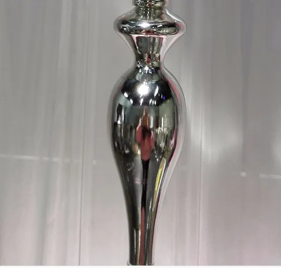 Tall Silvery Wedding Pillar Flower Stativ, Vase Centerpieces för Aisle Decoration