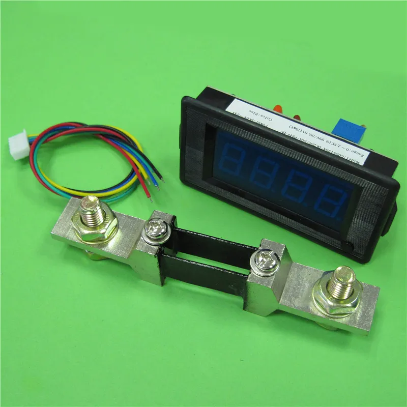 5135A Blaues LCD-Digitalmessgerät Günstiges DC-Volt-Ampere-Panel-Digitalmessgerät 200V 50A Voltmeter GNED046