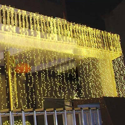 Gordijnverlichting Kerstverlichting 10 * 3M 10 * 4M 10 * 5 M LED Twinkle Lighting Xmas String Fairy Wedding Gordijn Achtergrond Party Christmas Strips