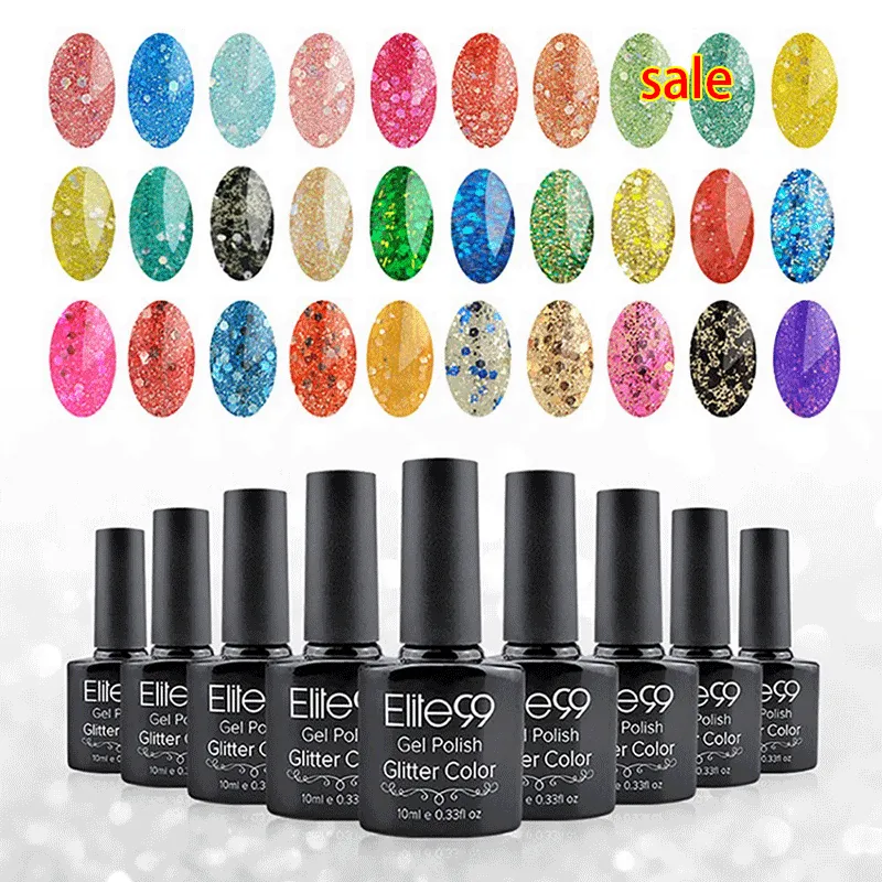 Elite 99 Esmalte en gel de larga duración Soak Off UV Gel esmalte de uñas  LED Diamond Glitter Shimmer Efecto Nail Art Polish 10 ml