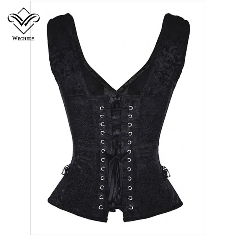 Steampunk-Korsett, Gothic-Kleidung, Korsetts und Bustiers, schwarze Weste, 12 Stahlstäbe, sexy Übergröße, Bustier-Korsett für Damen, Geschirr