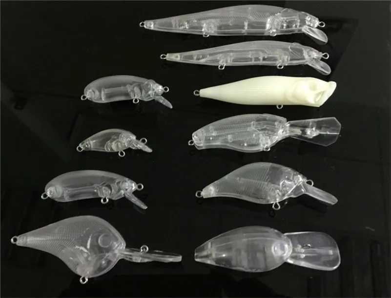 Mix 10 Styles set Unpainted Crankbait Fishing Lure Body Blank lures Artificial Embryo Hard Baits Fly Fishing baits