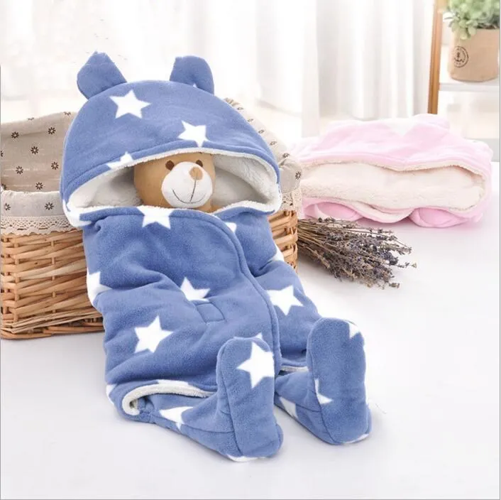 Couvertures pour bébé Nouveau-né Swaddling Sacs de couchage pour tout-petits Poussette Chariot Swaddle Polaire Kangourou Sac de sommeil Porte-hiver Wraps Literie B3582