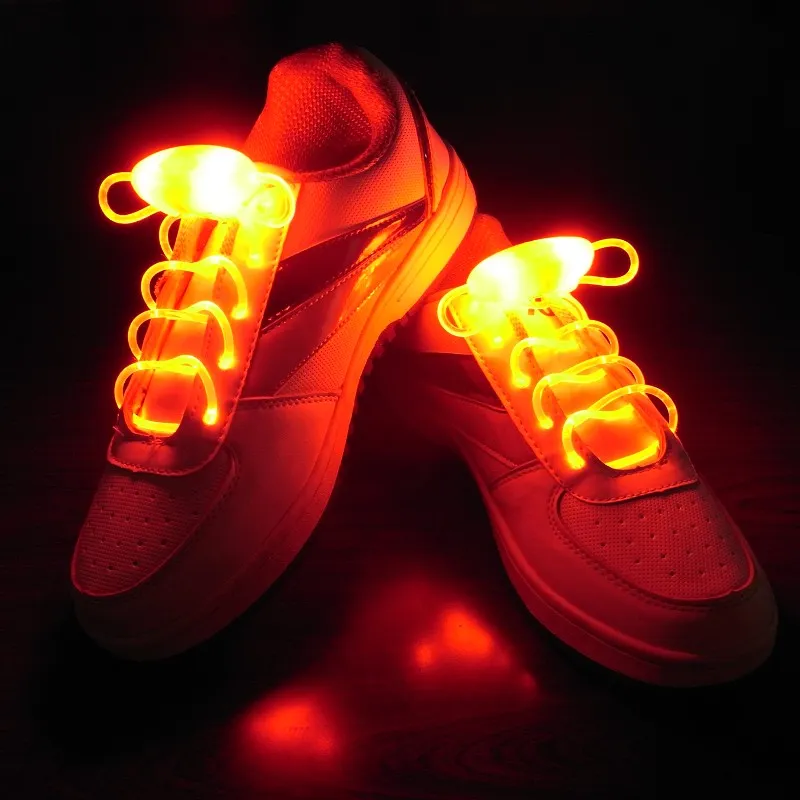 （5ペア）オレンジ色エルLED発光靴跡が照明されているネオンライトアップ靴ひも