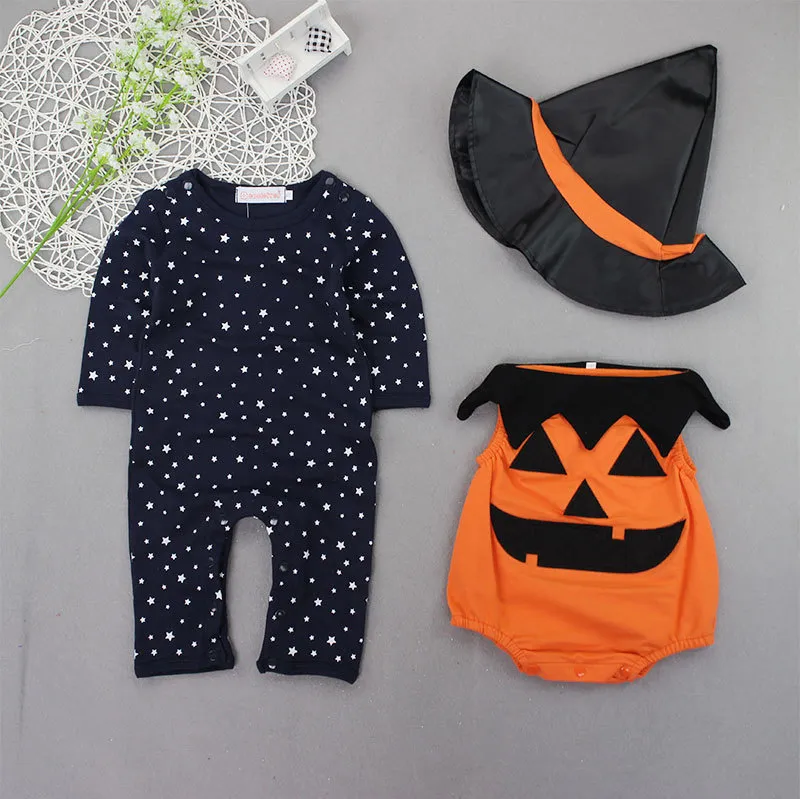 Baby Halloween Kleidung Sets Baby Strampler + Kürbis Weste + Hut Neugeborenen Set Kleinkind Kinder Overall Kleinkind baby Outfits Jungen Kleidung