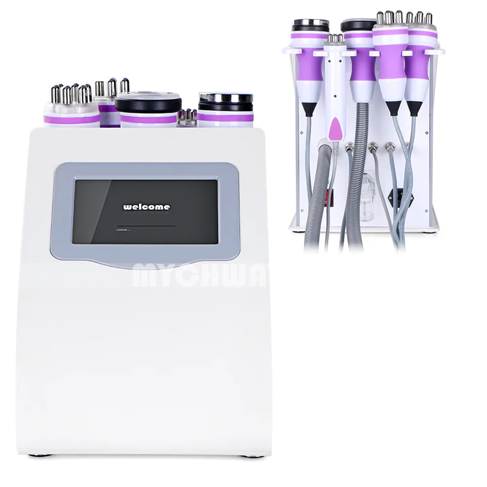 Touch Screen 5-1 Unoisetion Ultrasonic 40k Cavitation Fat Burning RF Face Care Vacuum Body Slimming Machine Spa