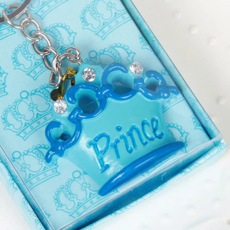 Pink Princess Blue Prince Crown Design Key Chains Bridal Wedding Baby Shower Favor Gifts Keychains Christmas Gift ZA1166