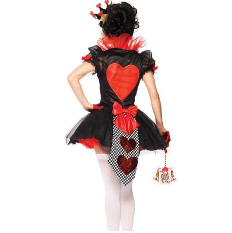 Rainha de Poker Fantasia de Corações Vermelhos Trajes Cosplay Trajes de Halloween Carnaval Partido Vestuário Mulheres Sexy Vestido de Tutu Mágico