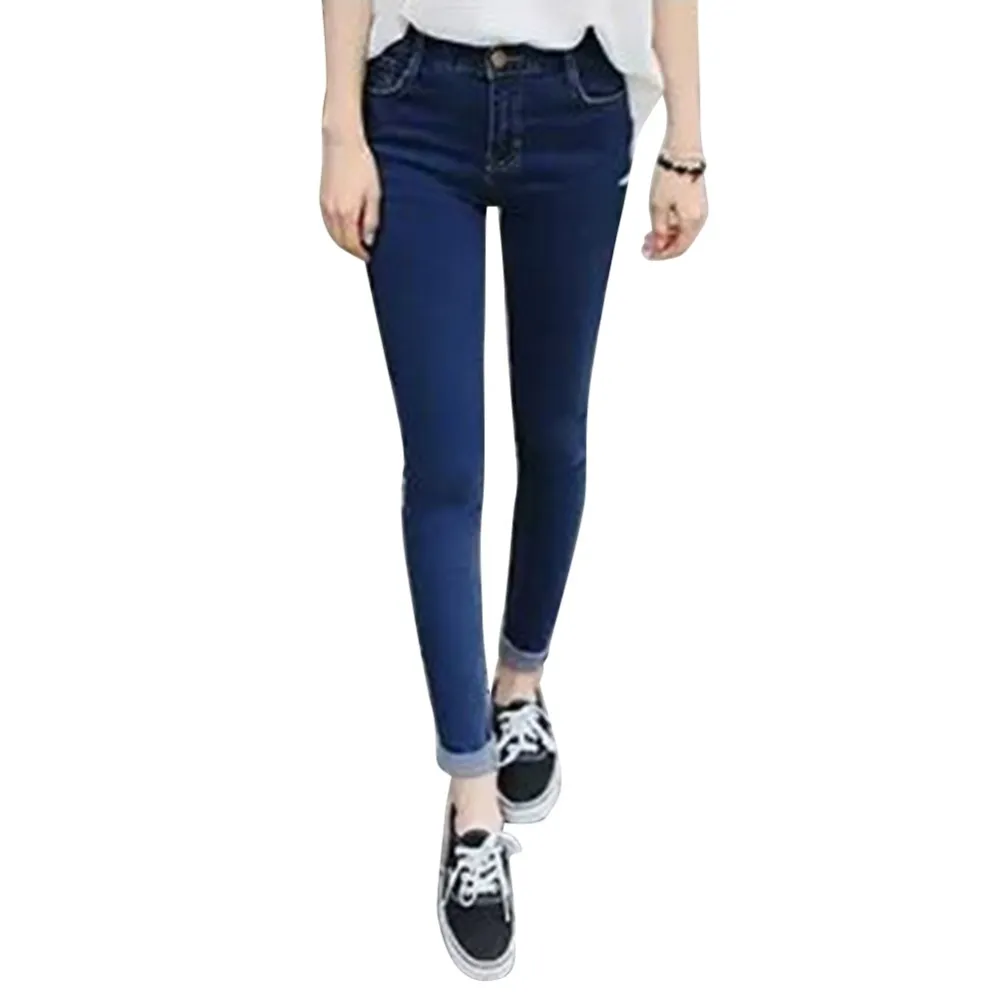 Wholesale-Plus Size Women Pencil Stretch Denim Skinny Jeans Pants High Waist Trousers