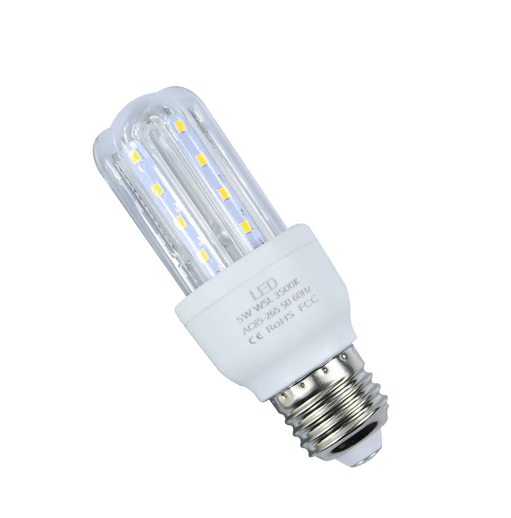 소액 주문 E27 5W LED 옥수수 전구 U 모양 램프 에너지 절약 화이트/따뜻한 화이트 거실 복도 호텔 주방