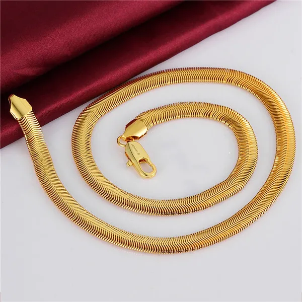 Christmas gift hot sale 24k 18k yellow gold '10M soft snake bone necklace jewelry GN817 brand new fashion gemstone necklace 