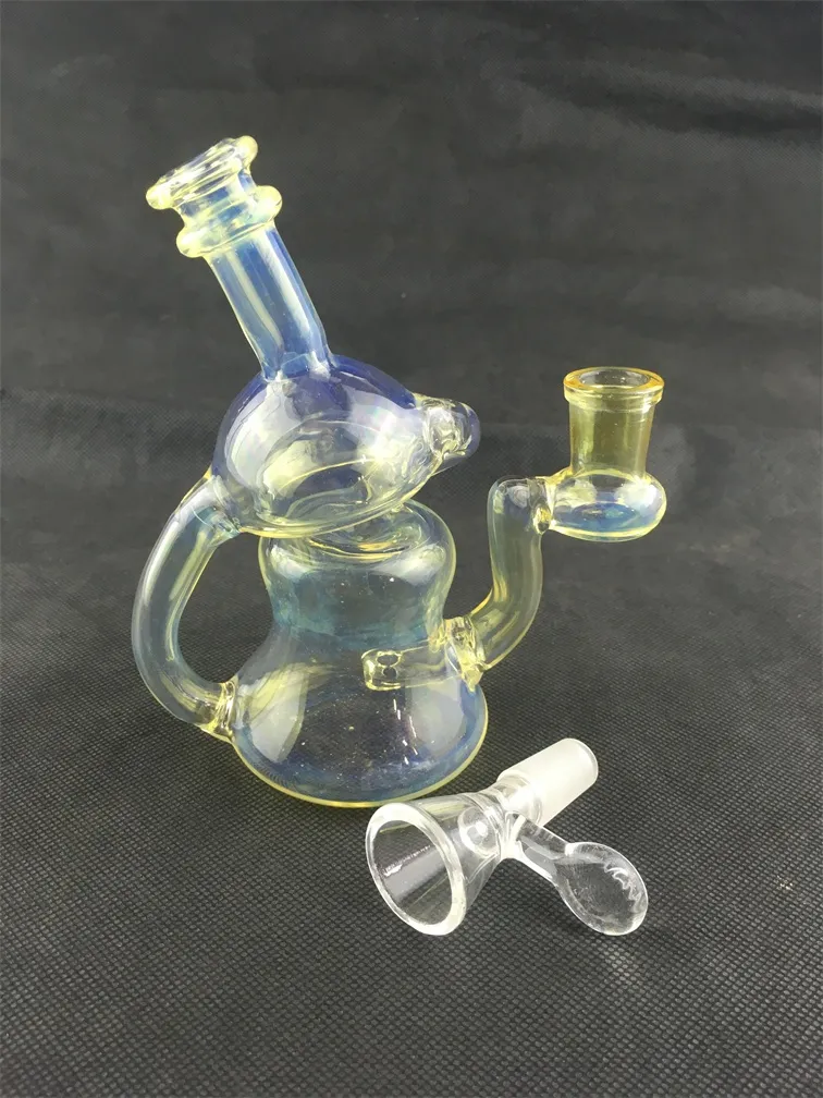 Glas Waterpijp Lichtgele Oliereilen Bong, Rookpijp, 14mm Joint Factory Outlet