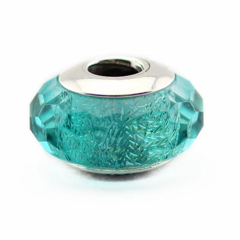 Pandora Bilezikler Atantik 100% 925 Ayar Gümüş Takı Teal Pırıltılı Murano Cam Charm DIY Boncuk 2016 Yaz Yeni