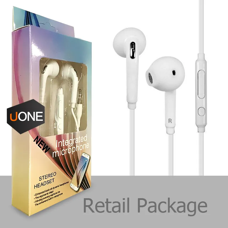 S6 S7 Auricolari Auricolari J5 Cuffie Auricolari Auricolare Jack In Ear cablato con controllo del volume del microfono 3,5 mm Bianco Senza RetailBox