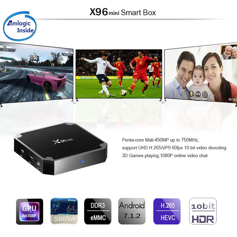 HOTTEST X96 mini Android 9.0 TV BOX 2GB 16GB Amlogic S905W رباعي النواة ميديا بلاير بوكس