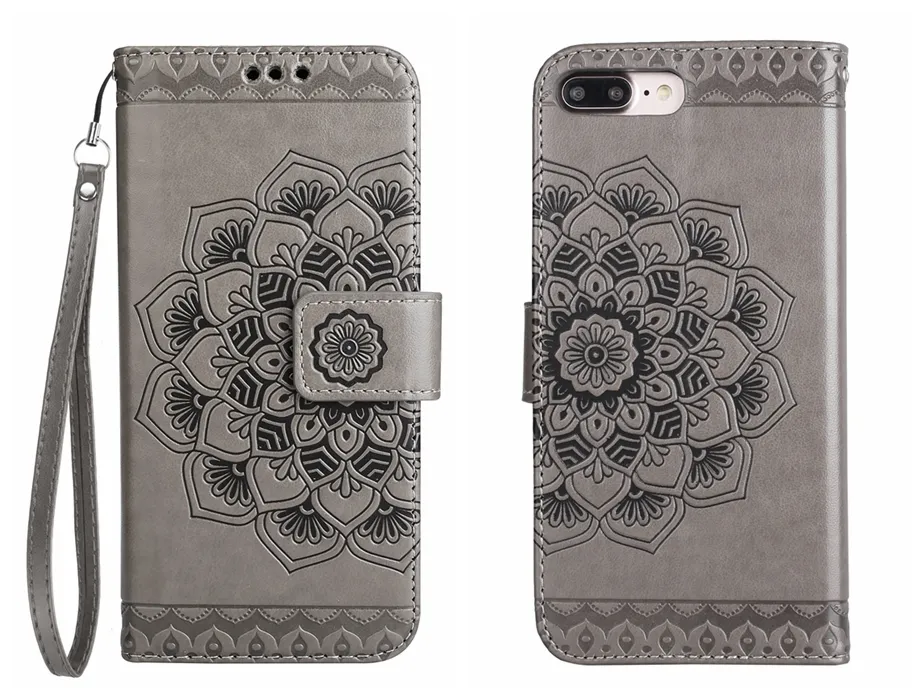 Откидная крышка для iPhone 5 6 6 S 7 8 Plus Case кожаный бумажник роскошный суд цветок для iPhone6 iPhone7 Case откидная крышка