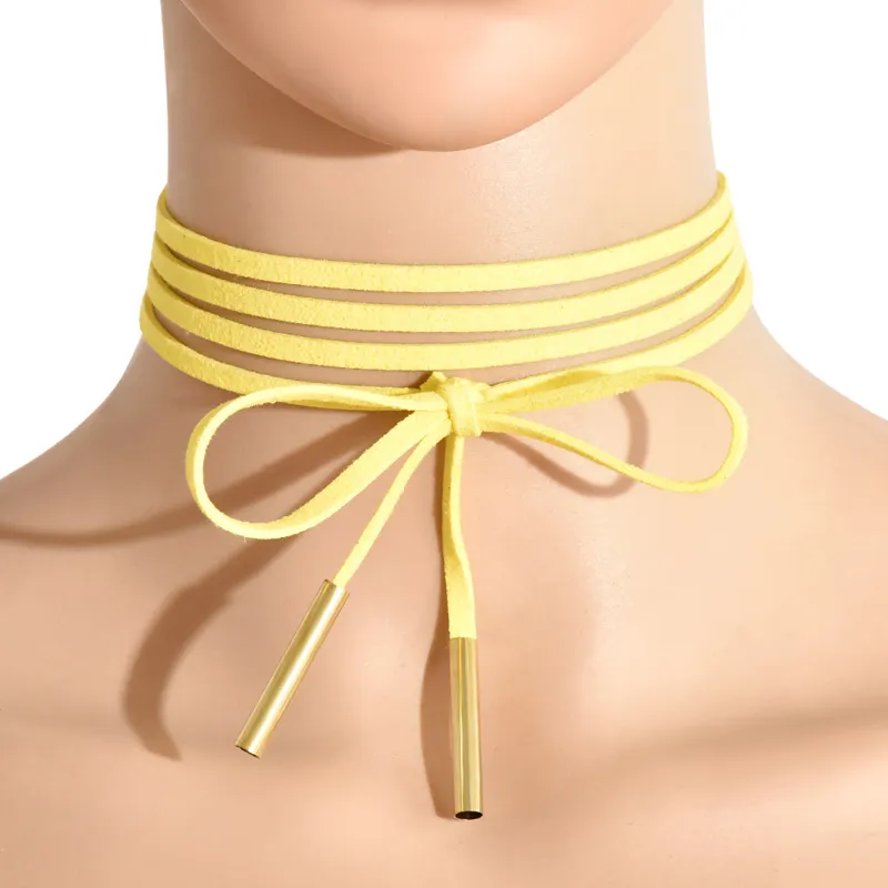 11 färger minimalistiska sammet skiktade chokers långa slips nacke toppar justerbara halsband för kvinnor damer mode smycken tillbehör