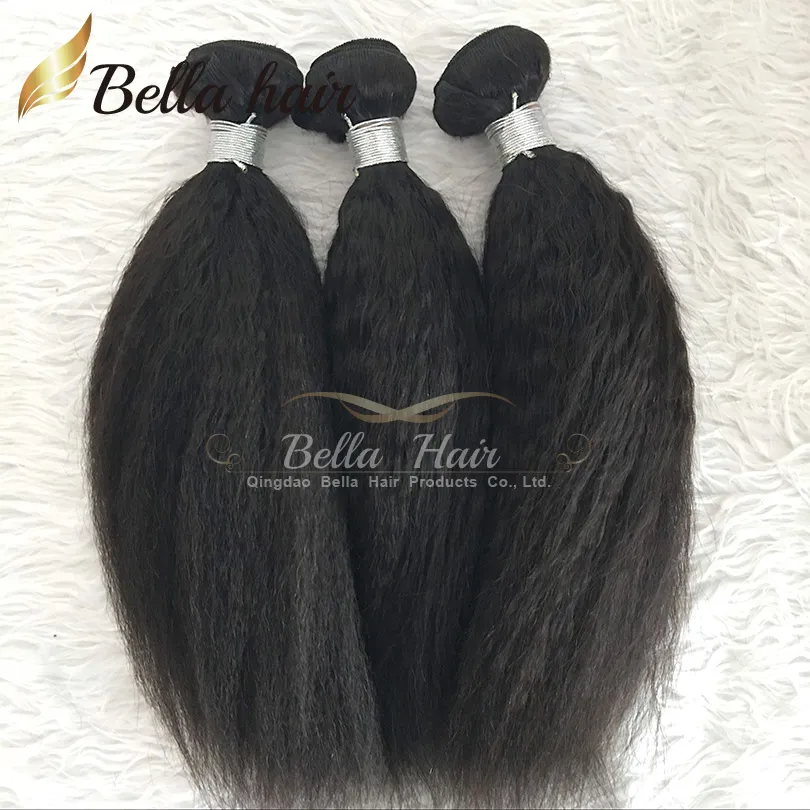 Brazilian Virgin Hair Kinky Straight Hair Extensions Weave Weft 8-34 3PPCSNatural Black Color