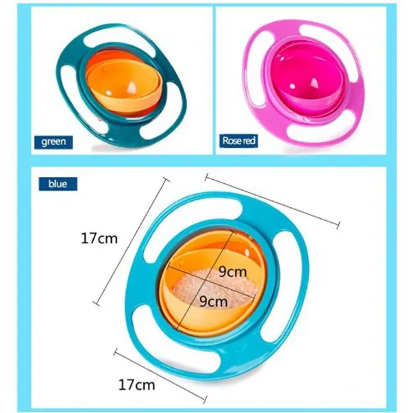 Tigela de giroscópio giratória à prova de crianças 360 à prova de derramamento com tampa para evitar derramamento de comida Tigela de criação de crianças como suprimentos de alimentação