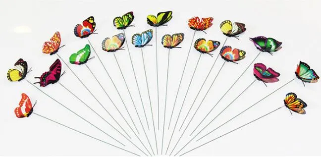 Färgglada vingar Stora Butterfly Stakes Garden Ornaments Party Supplies Dekorationer för Utomhus Garden Fake Insects Gratis frakt