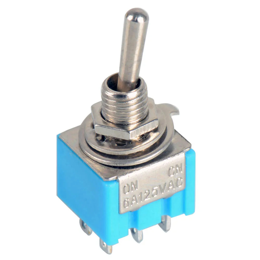 5Pcs Blue 6-Pin DPDT ON-ON Mini MTS-203 6A125VAC Miniature Toggle Switches B00020 BARD