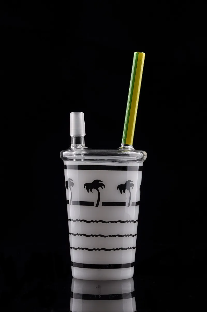 narghilè Coconut Tree Rigs Cup Foglia d'acero Starbucks Tazze Bong in vetro spesso Tubi d'acqua piccoli riciclatori